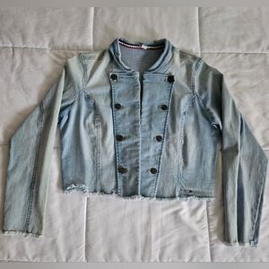 Classic Light Blue Double-Breasted Denim Jacket